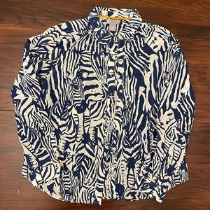 JcPenny’s zebra print silk blend blouse